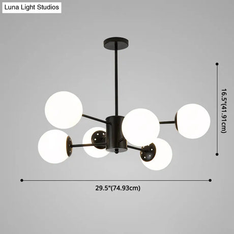 Contemporary Spherical Glass Chandelier Light For Living Room Ceiling