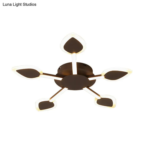 Contemporary Sputnik Flush Light In Brown Acrylic - 5/11 Heads 29.5’/45’ Wide Warm/White Close