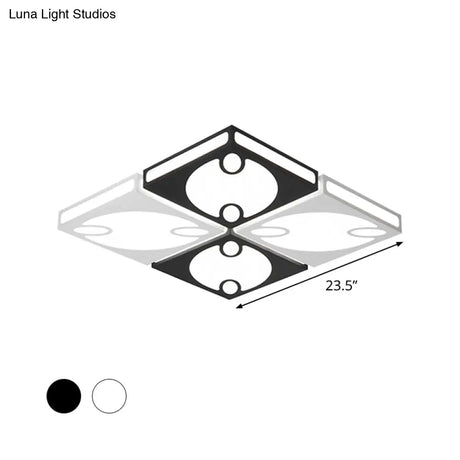 Contemporary Square Ceiling Mounted Light With Oval Pattern 19.5’/23.5’ W Led Flush Mount Lamp
