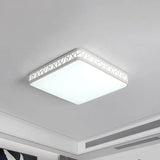 Contemporary Square Flushmount Ceiling Light - Metallic Integrated Led White
