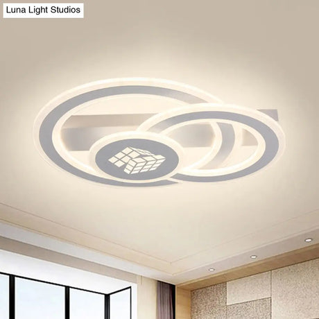 Contemporary Square Pattern Acrylic Led Flush Light - Warm/White Remote Control Dimmable Ceiling