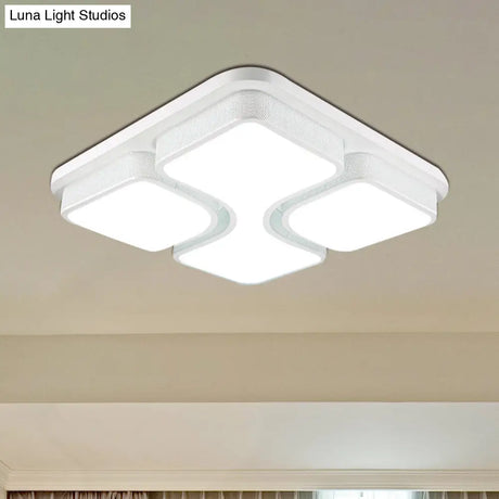 Contemporary Squared Metallic Ceiling Mounted Led Light - 17/21 Black/White Flushmount Warm/White