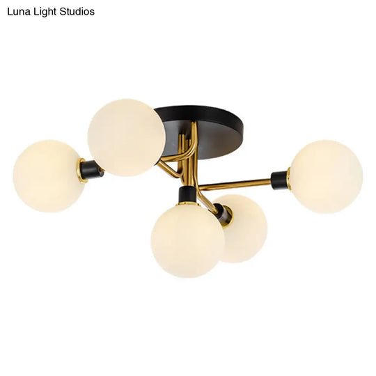 Contemporary Stained Glass Ceiling Light Fixtures For Bedroom - Bubble Semi Flush Mount Lighting 5 /