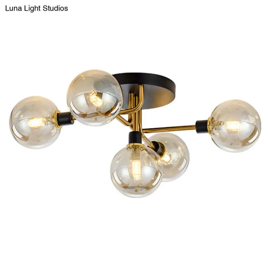 Contemporary Stained Glass Ceiling Light Fixtures For Bedroom - Bubble Semi Flush Mount Lighting 5 /