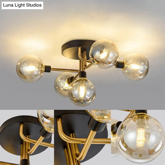 Contemporary Stained Glass Ceiling Light Fixtures For Bedroom - Bubble Semi Flush Mount Lighting