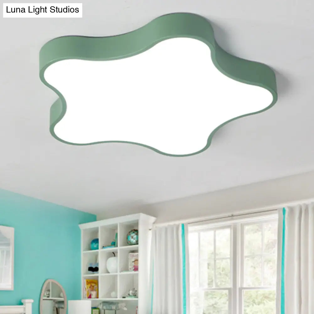 Contemporary Star Flush Mount Light Fixture - 1-Light Metal Ceiling Green / 16.5 White
