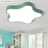 Contemporary Star Flush Mount Light Fixture - 1-Light Metal Ceiling Green / 16.5 White