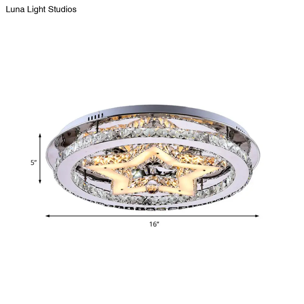 Contemporary Star Semi Flush Pendant Light With Clear Crystal Shade - Led Ceiling Lighting In