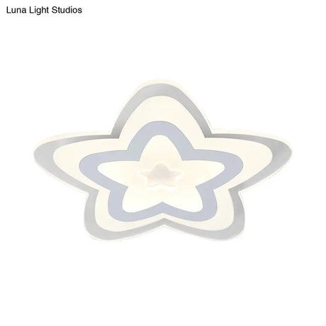 Contemporary Star Slim Led Ceiling Mount Light In White - Perfect For Game Room!