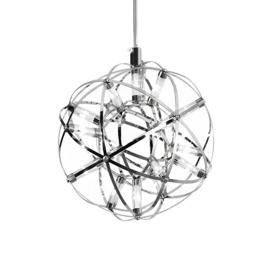 Contemporary Steel Firework Chandelier With Led Chrome Ceiling Lamp - Orbit Shade 8/12 Dia / 8