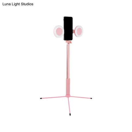 Contemporary Style Pink Led Fill Light With Usb Port - Round Iron Make-Up Lighting