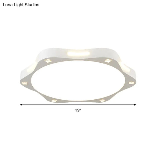 Contemporary Sun - Inspired Led Ceiling Lamp For Child Bedroom In Bright White Acrylic