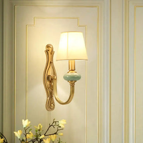 Contemporary Tapered Sconce Wall Light Fixture - Single-Bulb Gold With Arc Arm