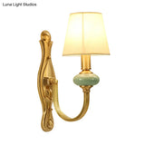 Contemporary Tapered Sconce Wall Light Fixture - Single-Bulb Gold With Arc Arm