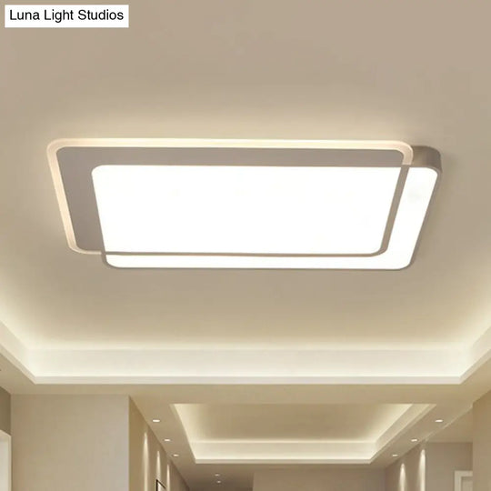 Contemporary Ultra-Thin Led Flush Mount Ceiling Light In White - Acrylic Living Room Lighting