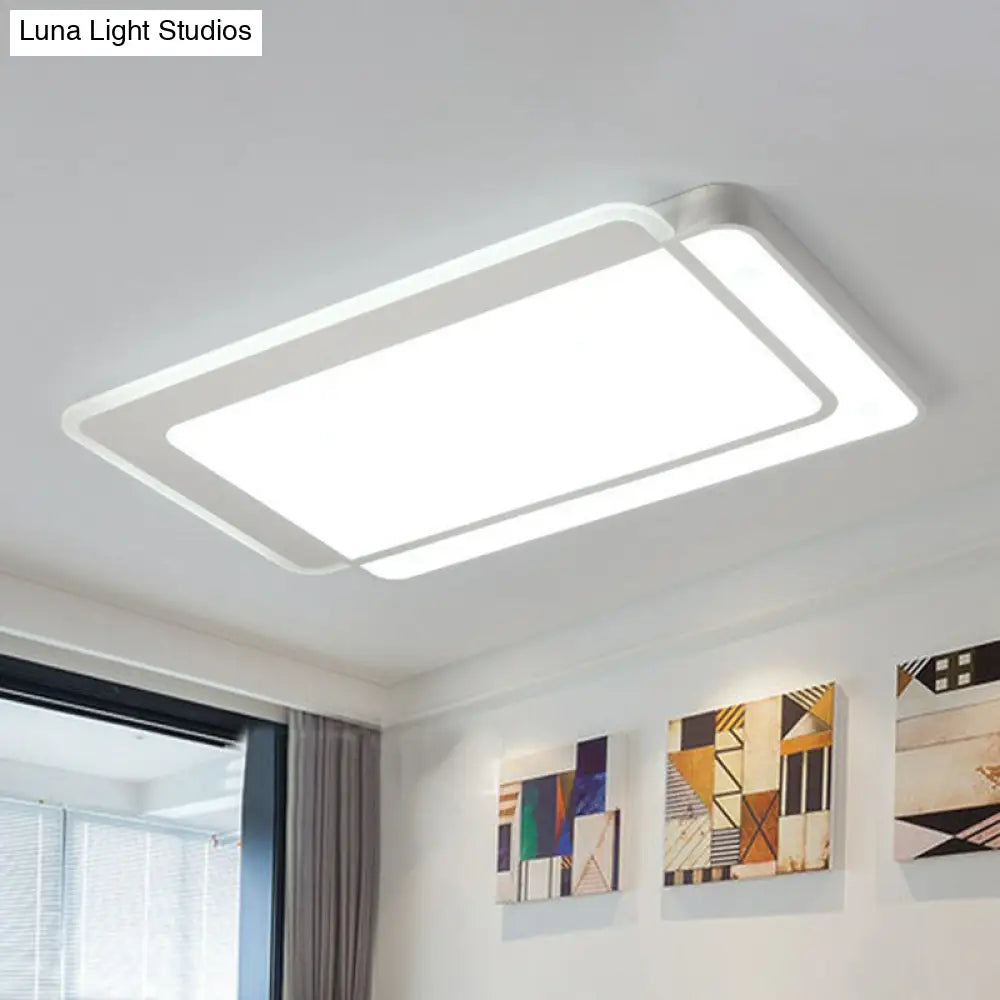 Contemporary Ultra-Thin Led Flush Mount Ceiling Light In White - Acrylic Living Room Lighting