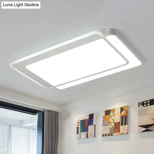 Contemporary Ultra-Thin Led Flush Mount Ceiling Light In White - Acrylic Living Room Lighting