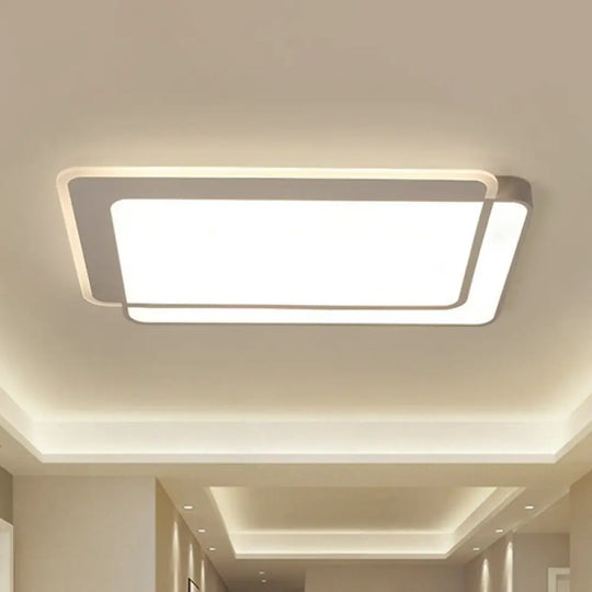 Contemporary Ultra - Thin Led Flush Mount Ceiling Light In White - Acrylic Living Room Lighting