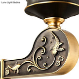 Contemporary Wall Mounted Light With Clear Textured Glass - Brass Finish