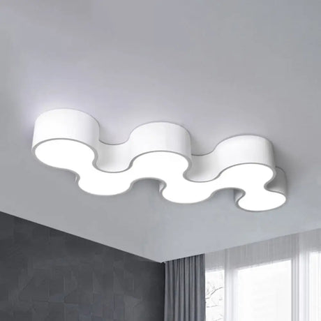 Contemporary Wavy Design Acrylic Flush Mount Led Ceiling Light For Bedroom In Warm/White White /