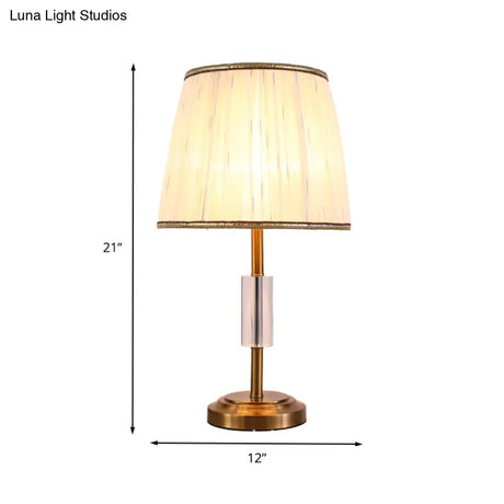 Contemporary White Barrel Reading Light With Fabric Shade - 1 Head Task Lighting