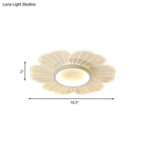 Contemporary White Flower Flushmount Led Lamp - Ultra - Thin & Versatile Sizes In Warm Light