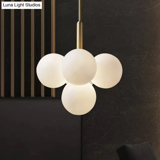Contemporary Glass Chandelier Lamp - 5/13 Lights Spherical Design White Ball Pendant Light