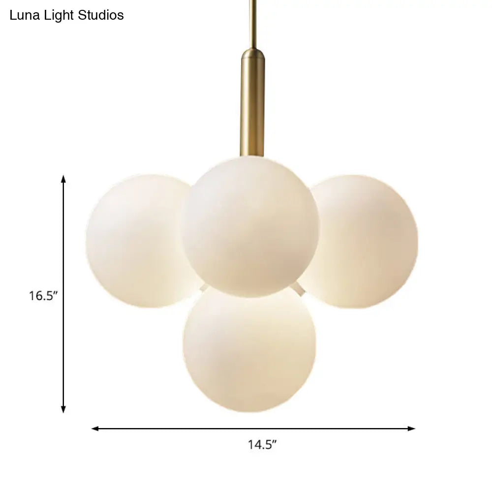 Contemporary Glass Chandelier Lamp - 5/13 Lights Spherical Design White Ball Pendant Light