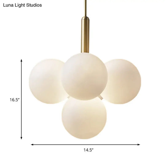 Contemporary Glass Chandelier Lamp - 5/13 Lights Spherical Design White Ball Pendant Light