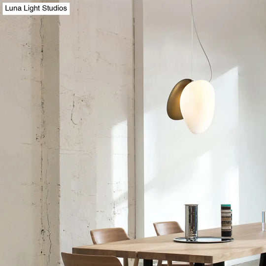 Contemporary White Glass Pendant Light For Dining Room Ceiling