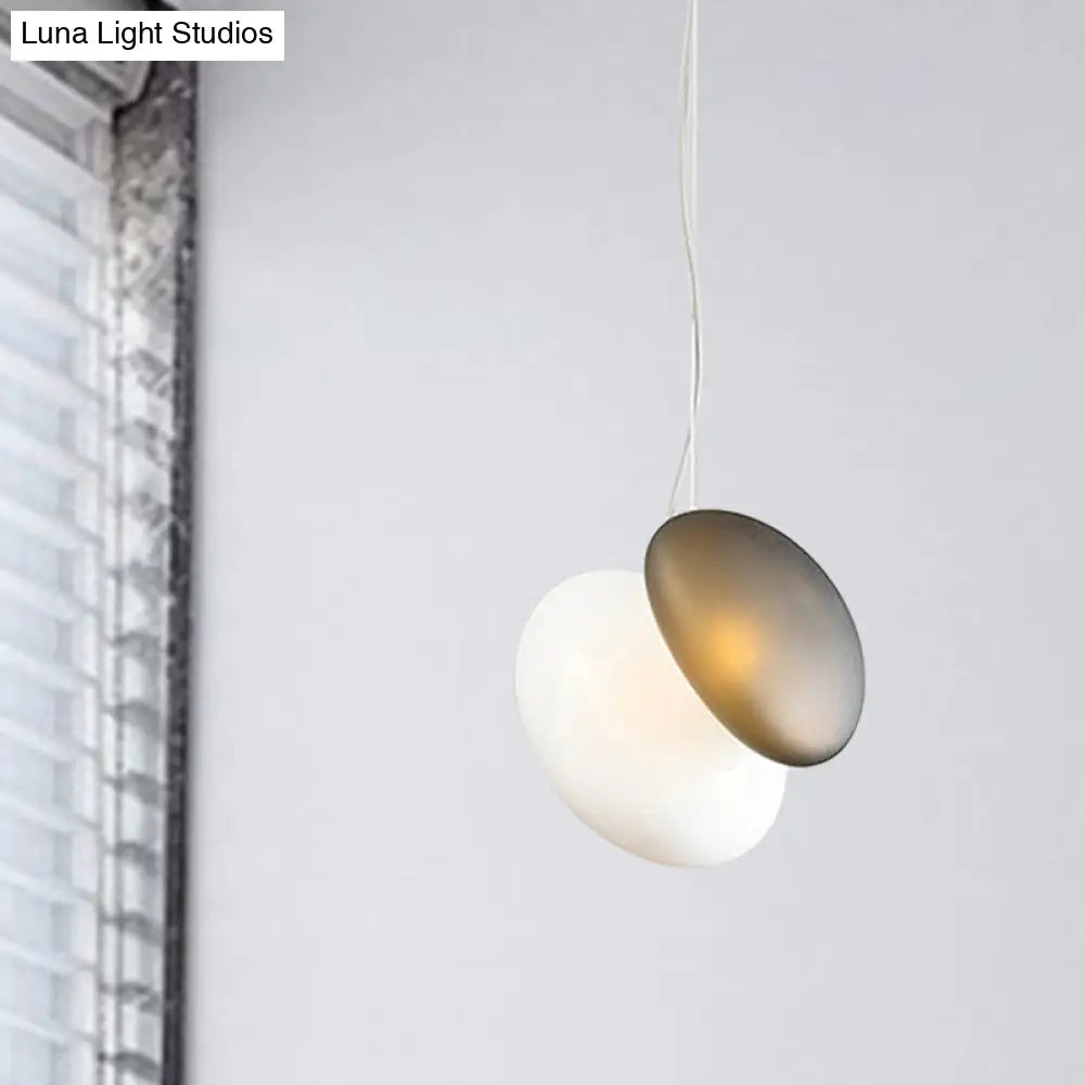 Contemporary White Glass Pendant Light For Dining Room Ceiling