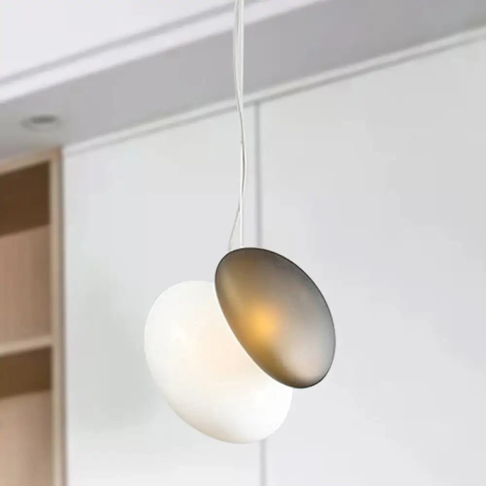 Contemporary White Glass Pendant Light For Dining Room Ceiling / B