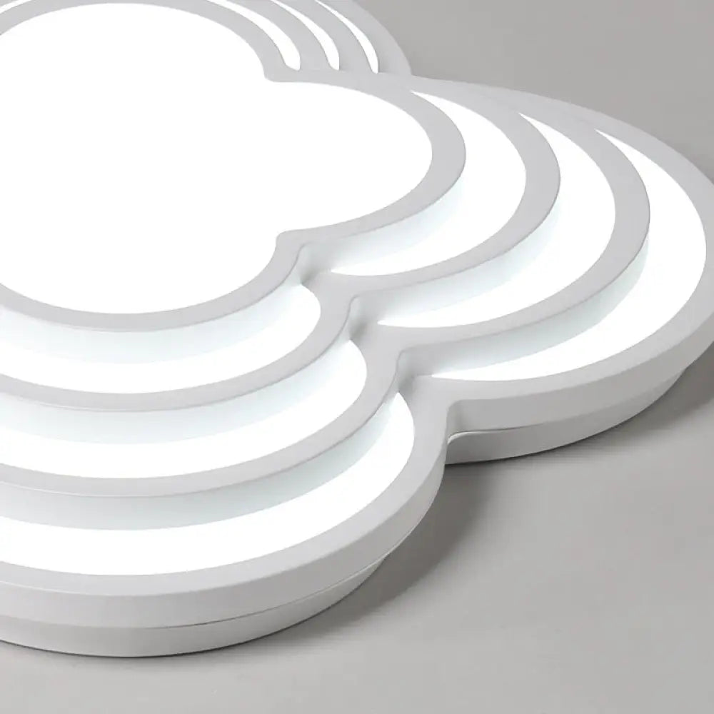 Contemporary White Led Flower Ceiling Light Fixture - Multi-Tier Acrylic Design