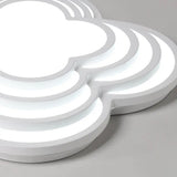 Contemporary White Led Flower Ceiling Light Fixture - Multi-Tier Acrylic Design
