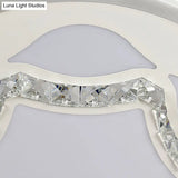 Contemporary White Led Flush Mount Ceiling Light With Remote Control Dimming - Floral Pattern 3