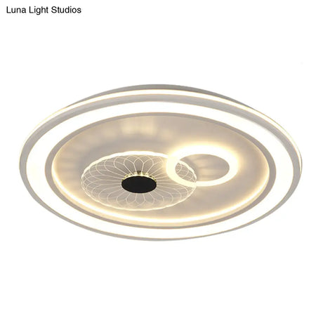 Contemporary White Led Flushmount For Bedroom With Acrylic Shade