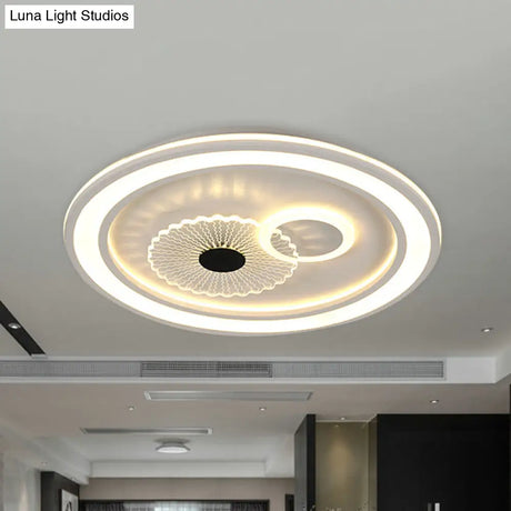 Contemporary White Led Flushmount For Bedroom With Acrylic Shade