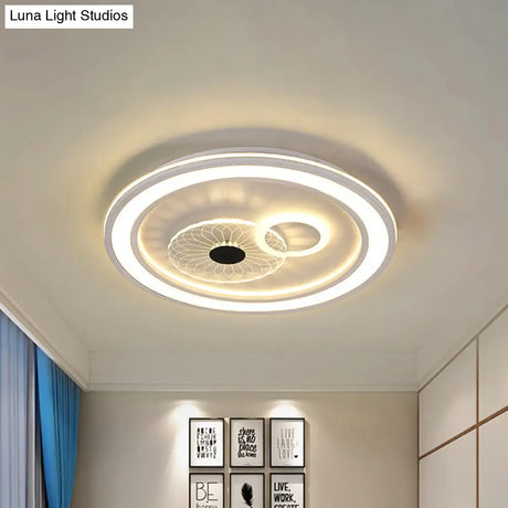 Contemporary White Led Flushmount For Bedroom With Acrylic Shade