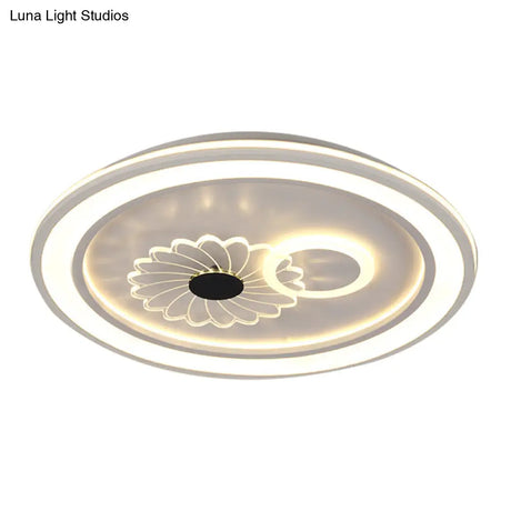 Contemporary White Led Flushmount For Bedroom With Acrylic Shade