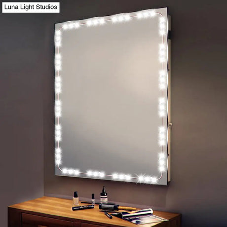Contemporary White Led Vanity Strip Light: Plastic Linear Make-Up Lighting For Dressing Room