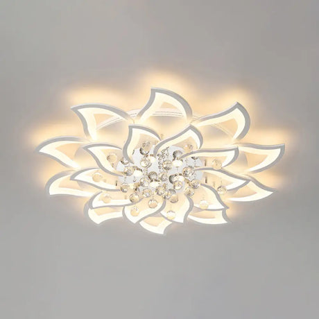 Contemporary White Metal Flushmount Light With Crystal Ball Accent 20 /