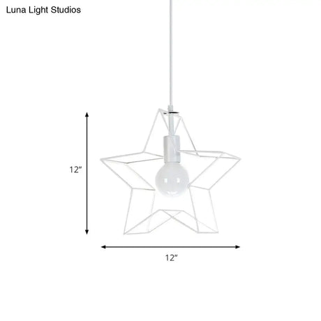 Contemporary White Metal Star Pendant Light With 1 Bulb