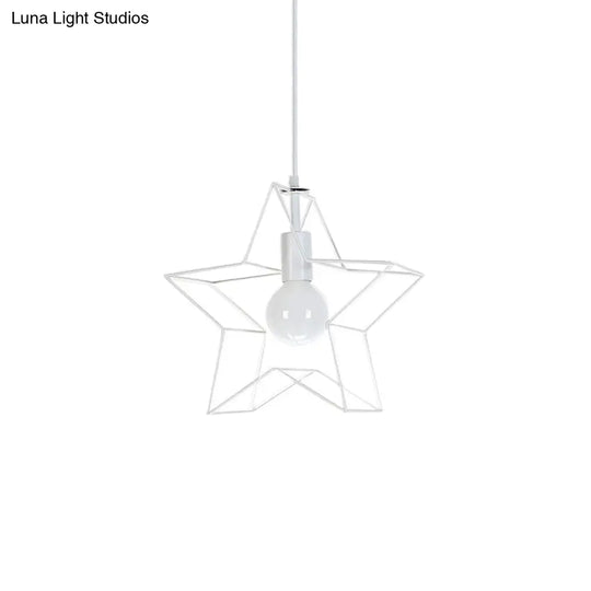 Contemporary White Metal Star Pendant Light With 1 Bulb