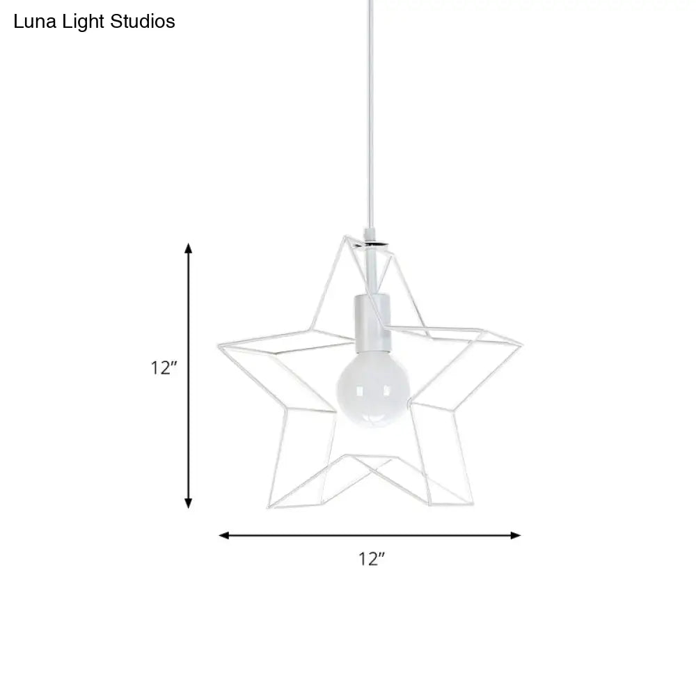 Contemporary White Metal Star Pendant Light With 1 Bulb