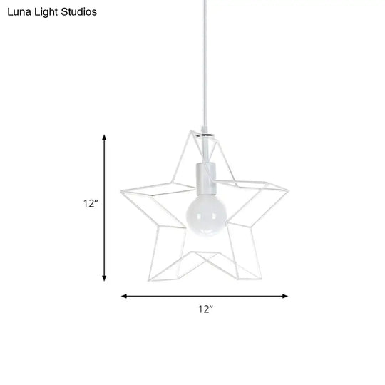 Contemporary White Metal Star Pendant Light With 1 Bulb