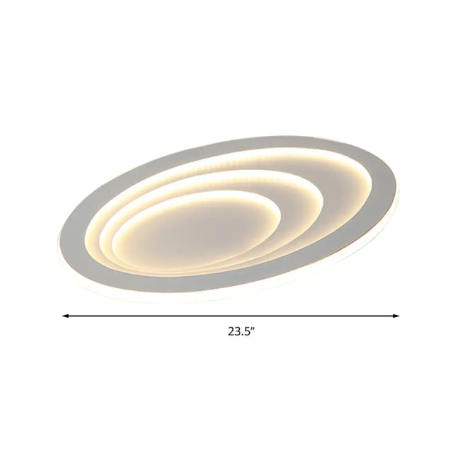 Contemporary White Oval Led Flush Ceiling Light For Living Room