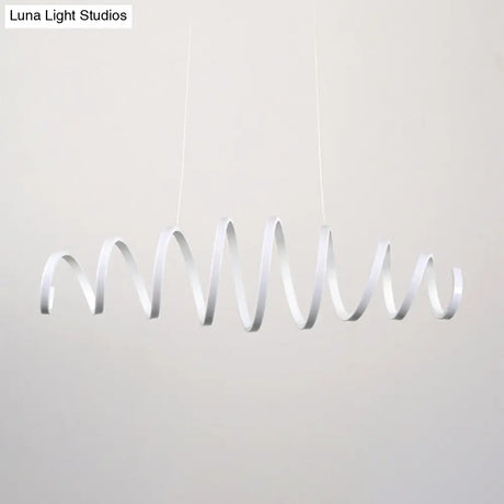 Contemporary White Spiral Chandelier Pendant Light With Acrylic And Led - Ideal For Dining Rooms