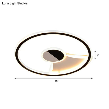 Contemporary White/Warm Flush Mount Lighting: Acrylic 16’/19.5’/23.5’ Lights In Black