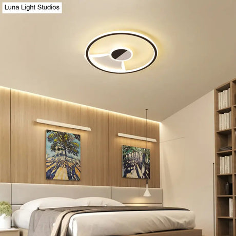 Contemporary White/Warm Flush Mount Lighting: Acrylic 16’/19.5’/23.5’ Lights In Black