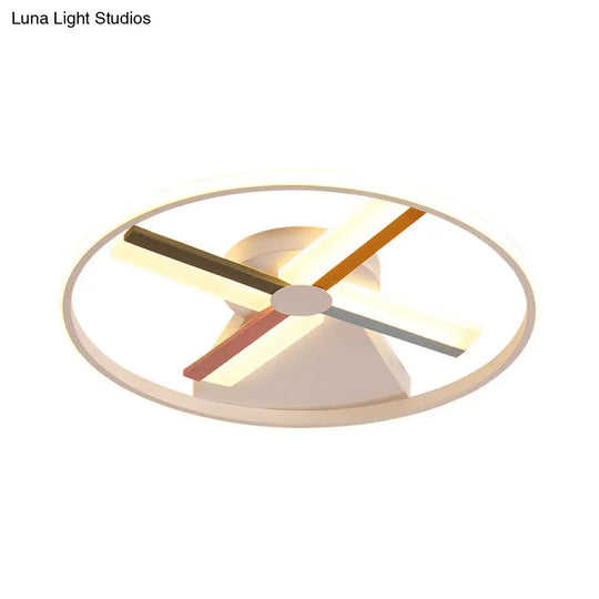 Contemporary White Windmill Led Ceiling Mount For Warm/White Bedroom Light